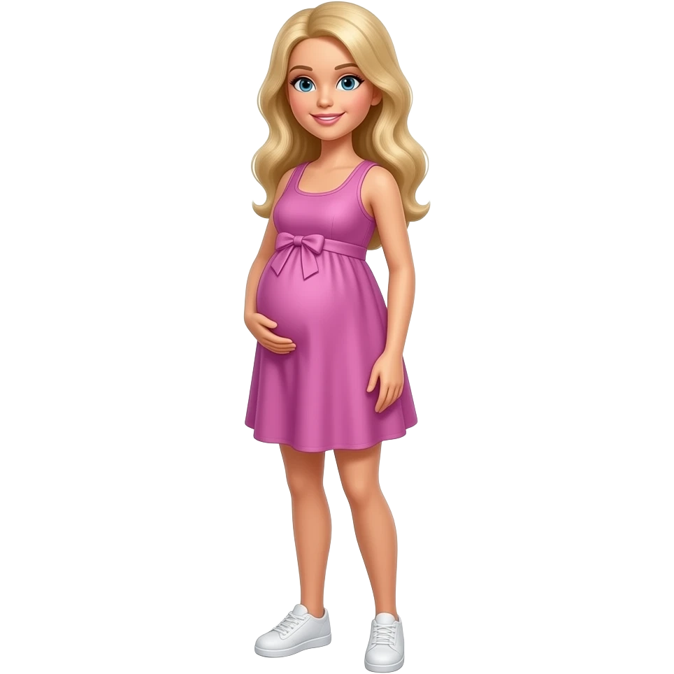 Uma barbie gravida  de pé emoji