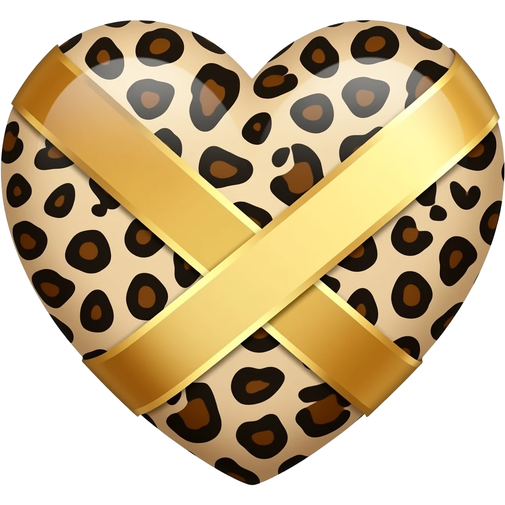 Beige Leopard heart with a ribbon emoji