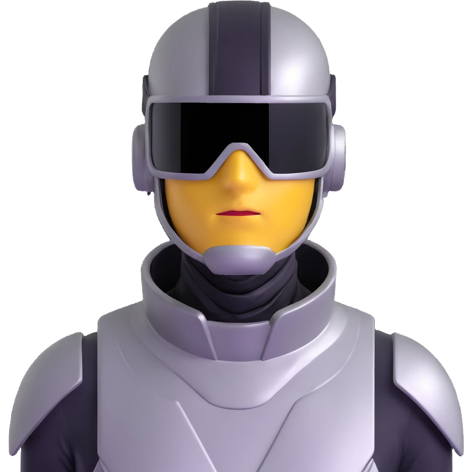 cyber y2k guy with metallic clothing, futuristic visor, and duct tape over his mouth emoji
