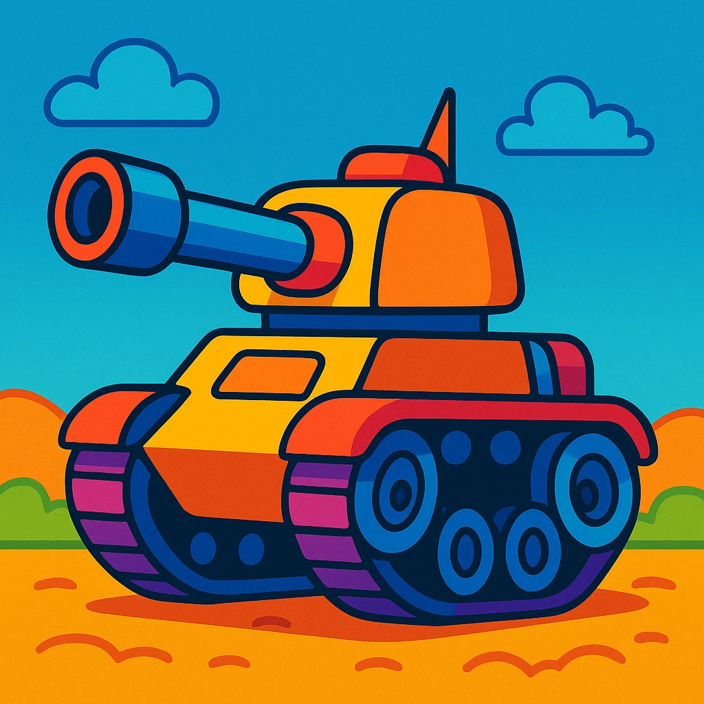cartoon style tank with bright colors emoji