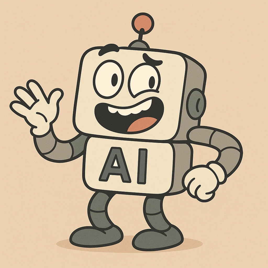 funny AI character, playful, cartoon style, suitable for Slack emoji emoji