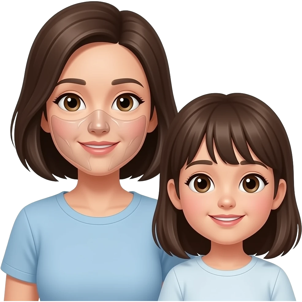 Mother and daughter, mothers face covered in cum emoji