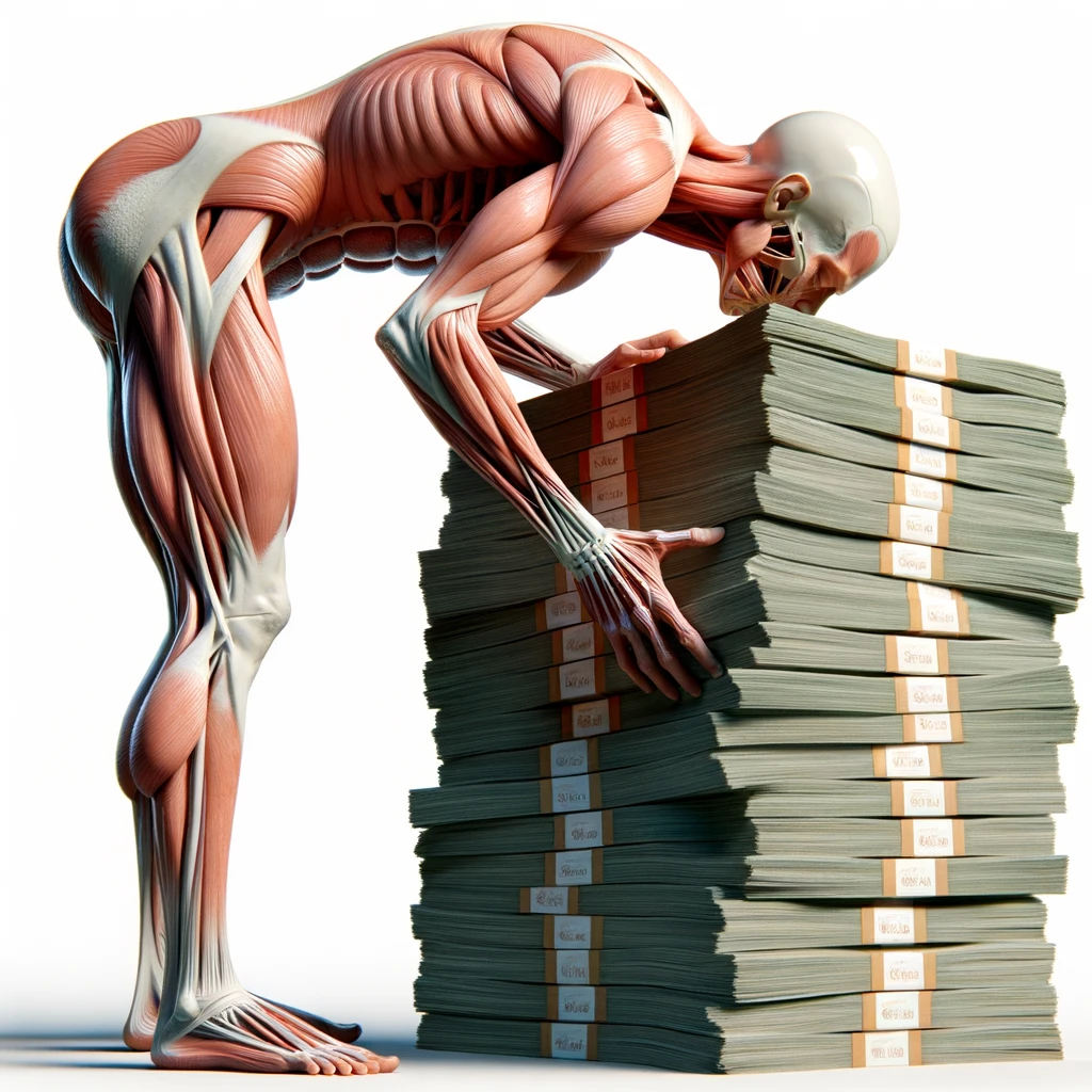 corpo umano anatomico che bacia una mazzetta di banconote, iperrealistica 4k, isolato su sfondo bianco emoji