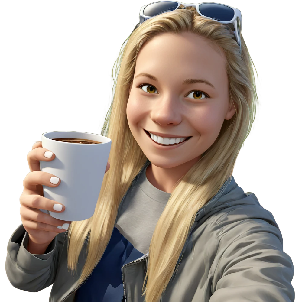 smiling girl with cup outdoors emoji