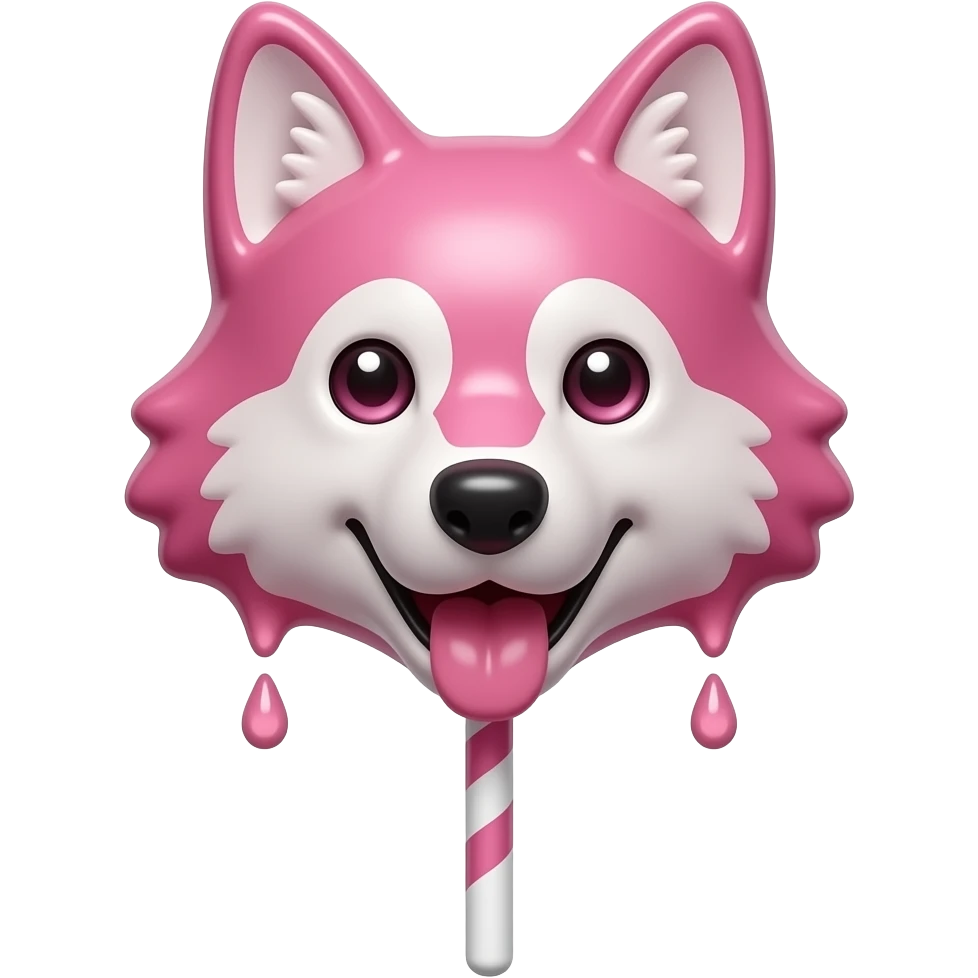 Pink Chocolate wolf face long lollipop stick emoji