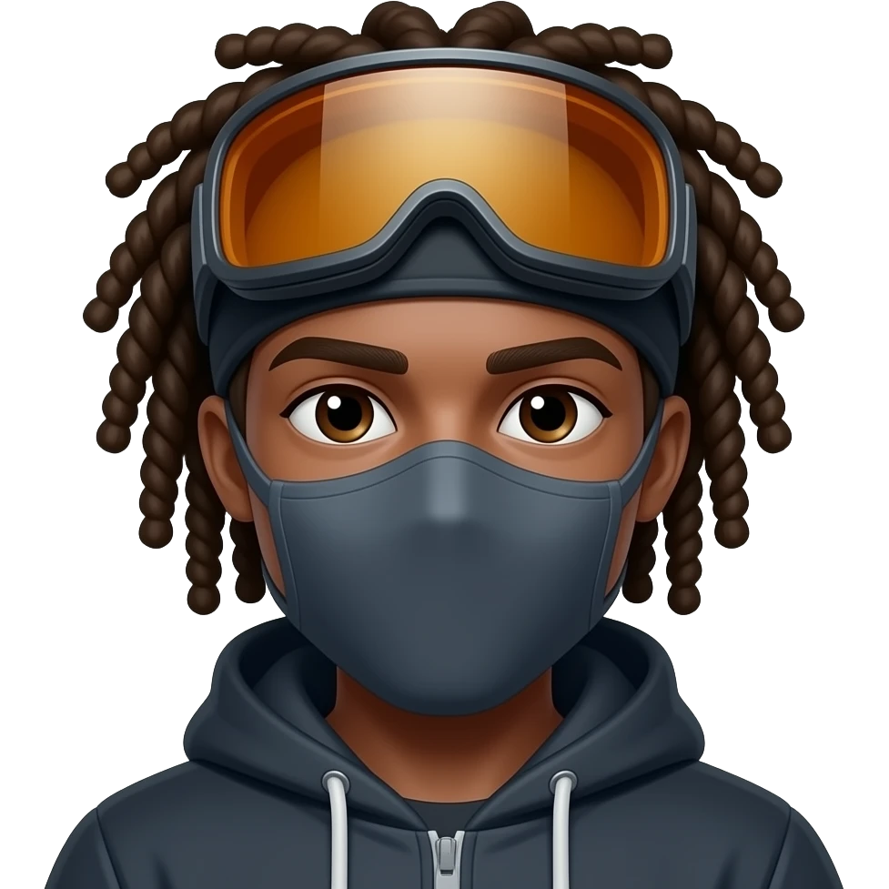 now add someone face with dreadlocks in the ski mask emoji