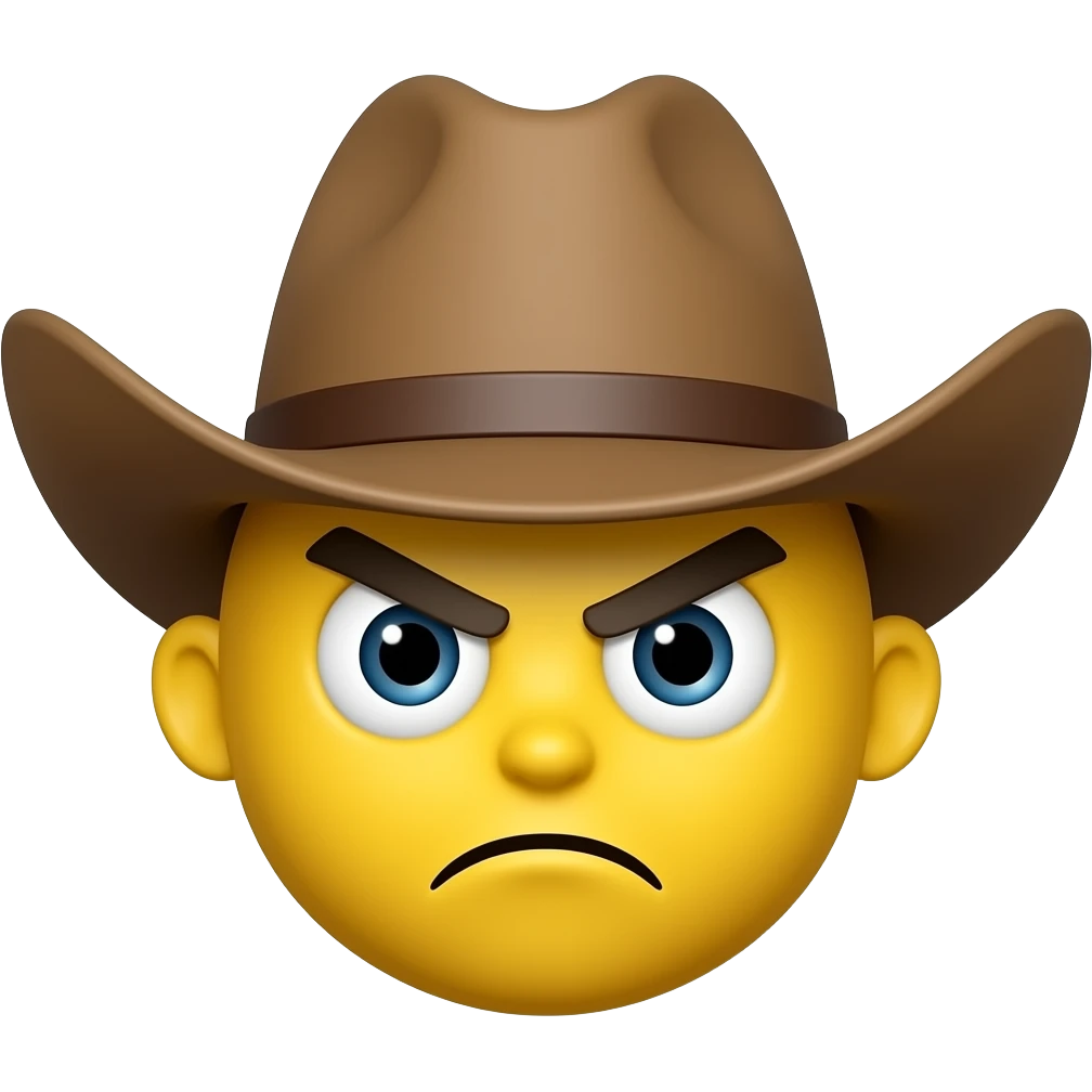 an emo yellow emoji wearing a cowboy hat emoji