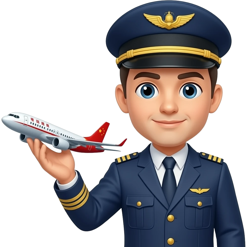 Cargo pilot with china airplane in hand emoji