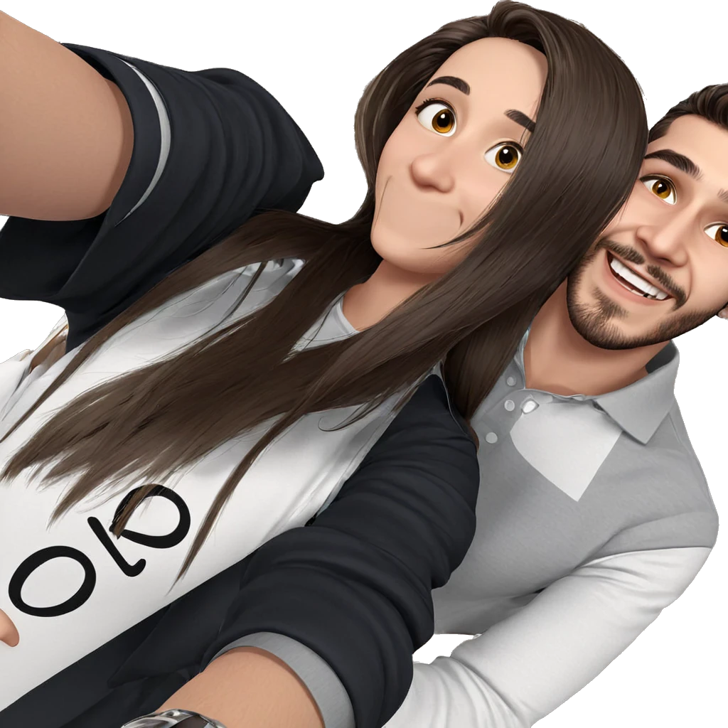 smiling couple selfie moment emoji
