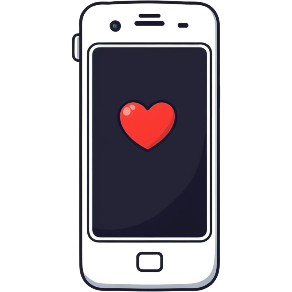 smartphone with a big heart emoji