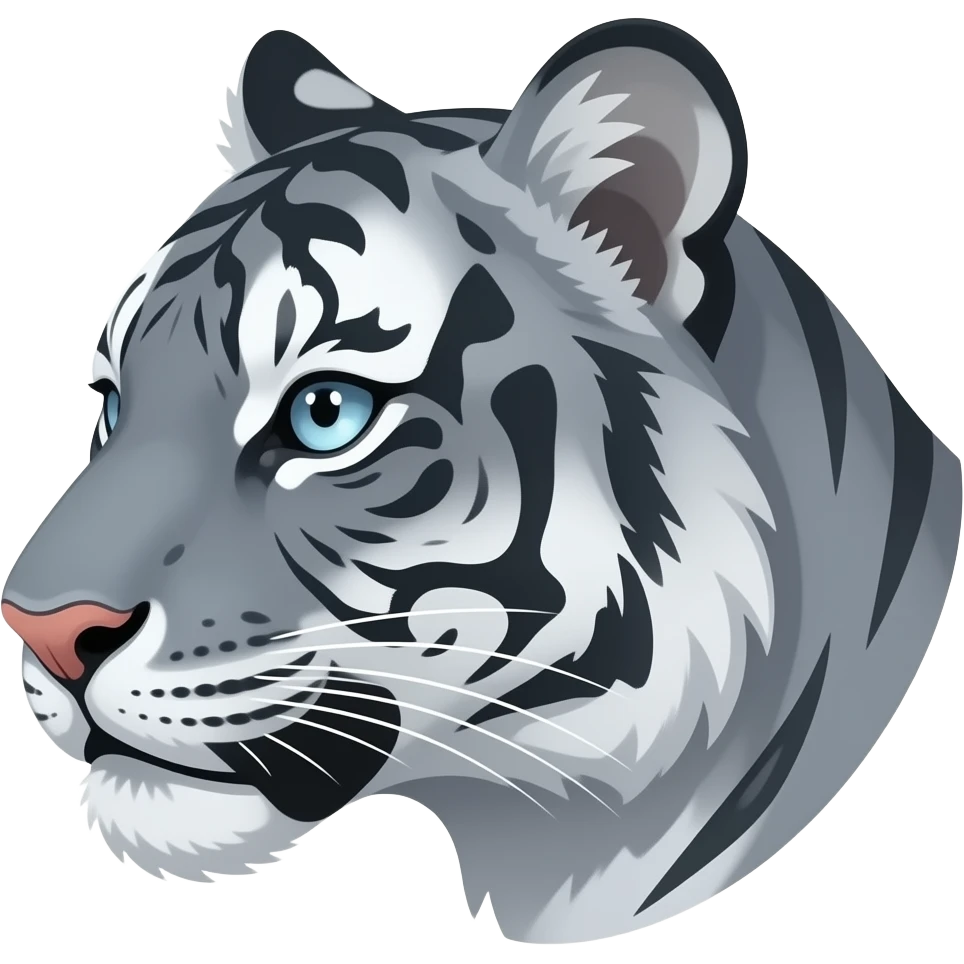 A little bit gorgeous gray tiger head anime eyes have a white eyes realistic Turn sideways gray eyes But see  like anime eyes emoji