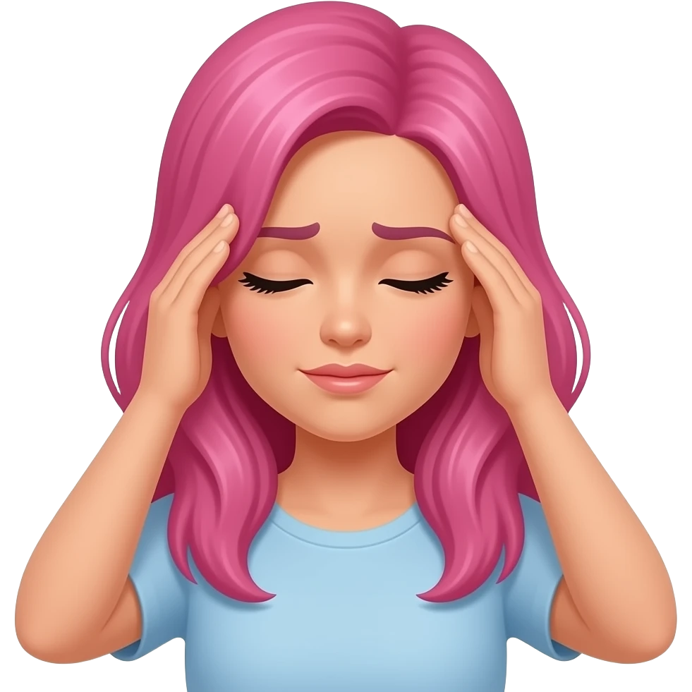 Headache woman with pink hair emoji