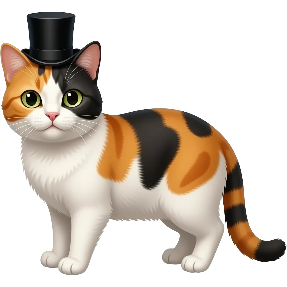 Calico Cat with a top hat emoji