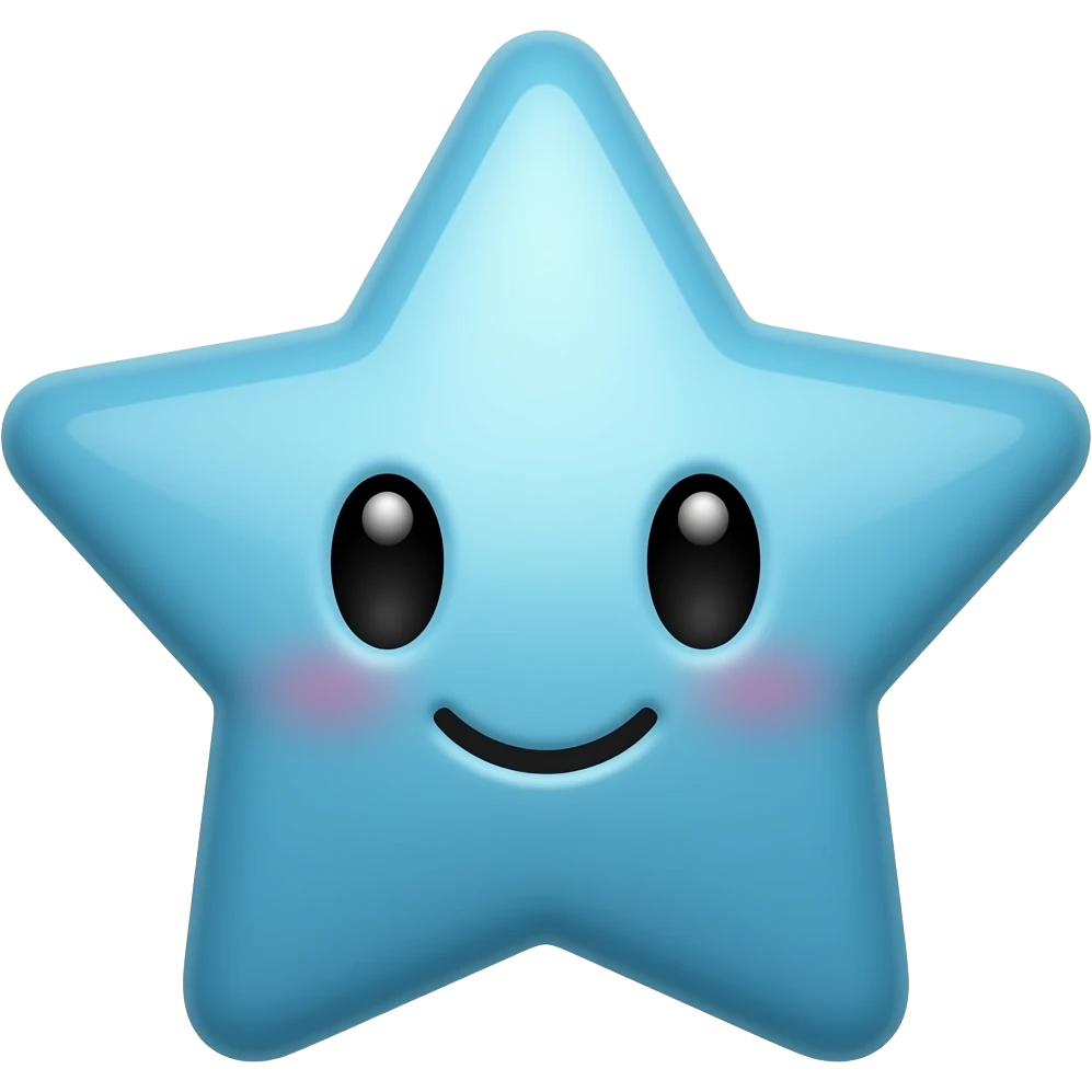 Blue star cute face emoji