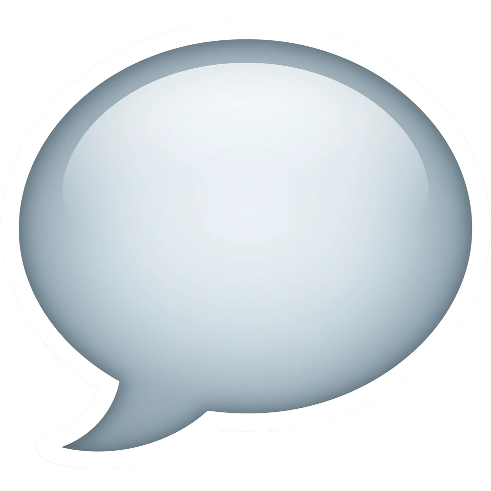 Simple and minimalistic sticker of a white speech bubble, white outline, smooth gradients or solid colours emoji