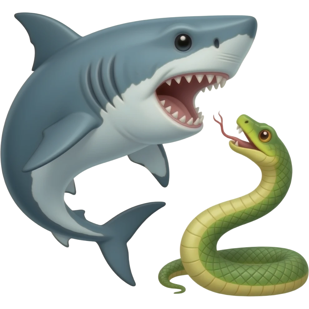Shark vs snake emoji
