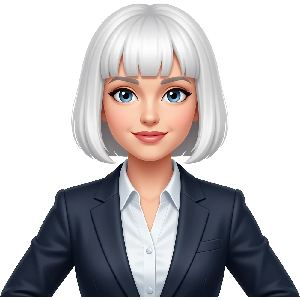Business woman with white hair beautifully fashion emoji
