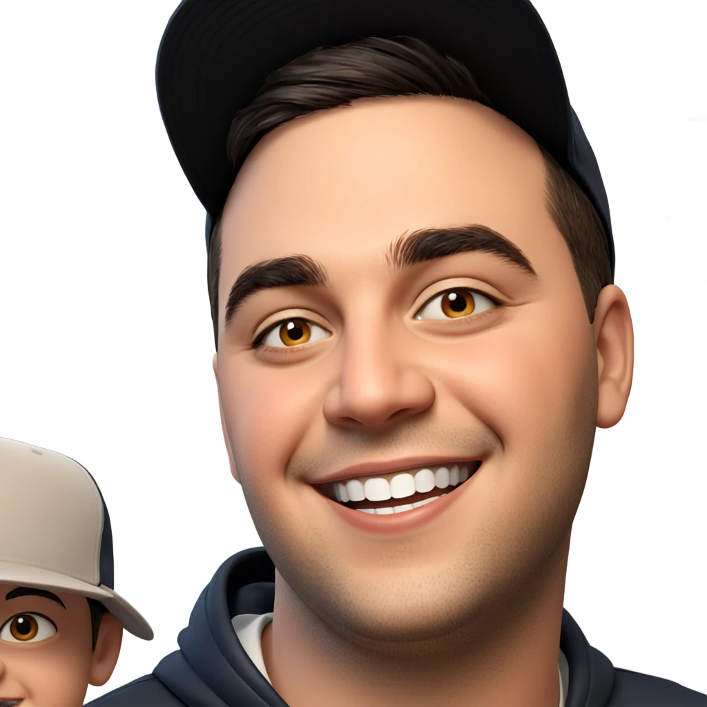 boys in baseball caps smiling emoji