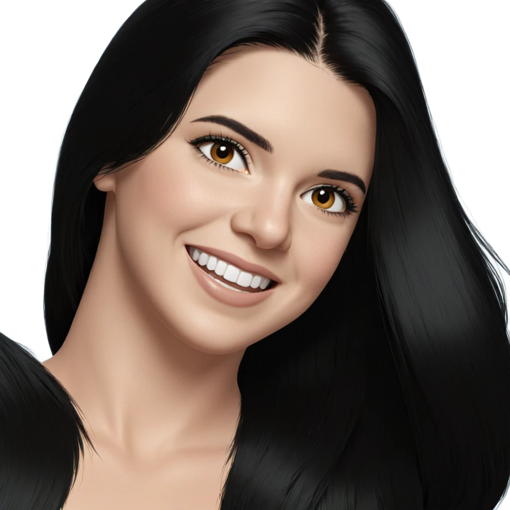 smiling girl with black hair emoji