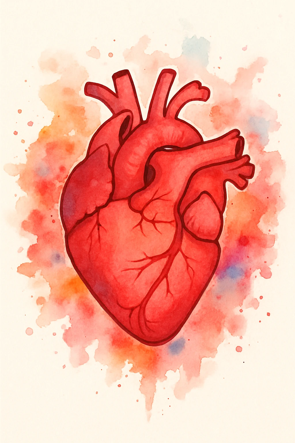 heart with a watercolor splash, digital illustration, clean emoji