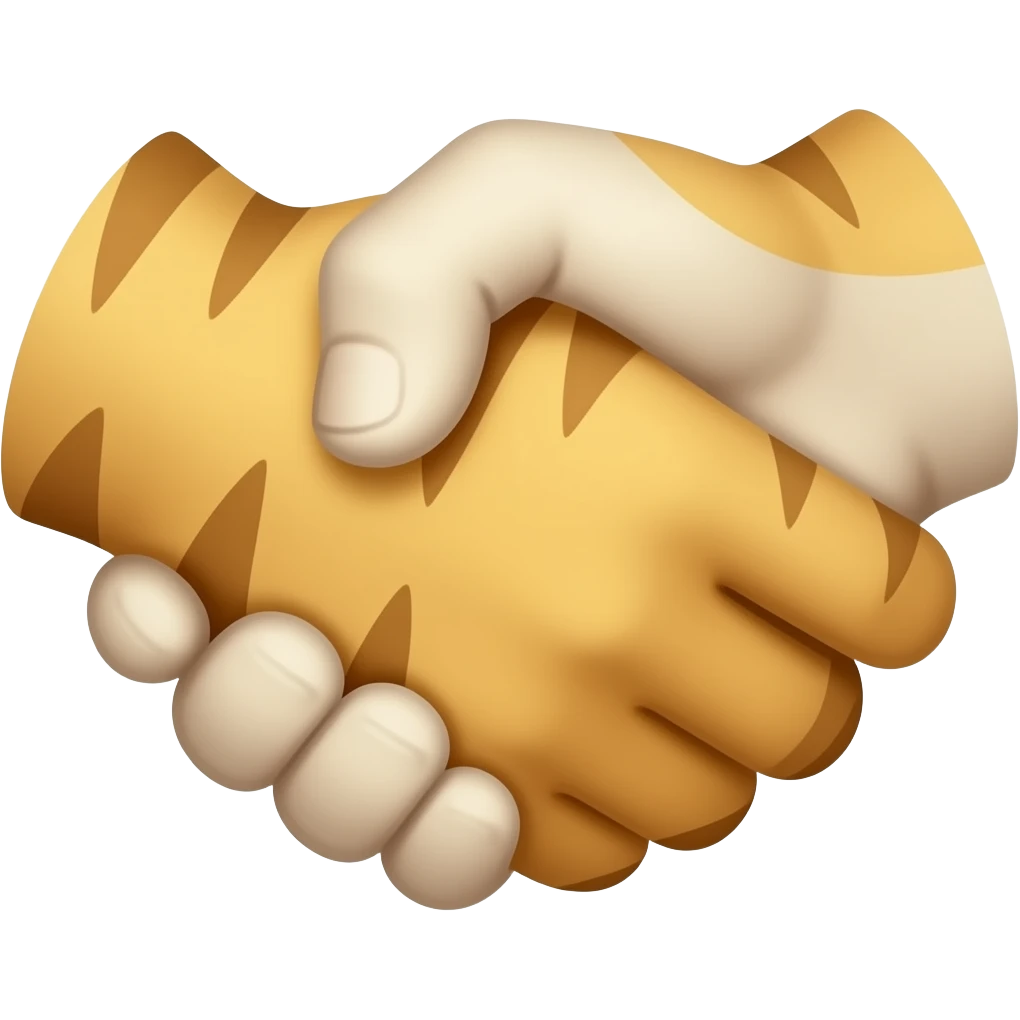 handshake but with cat hands emoji