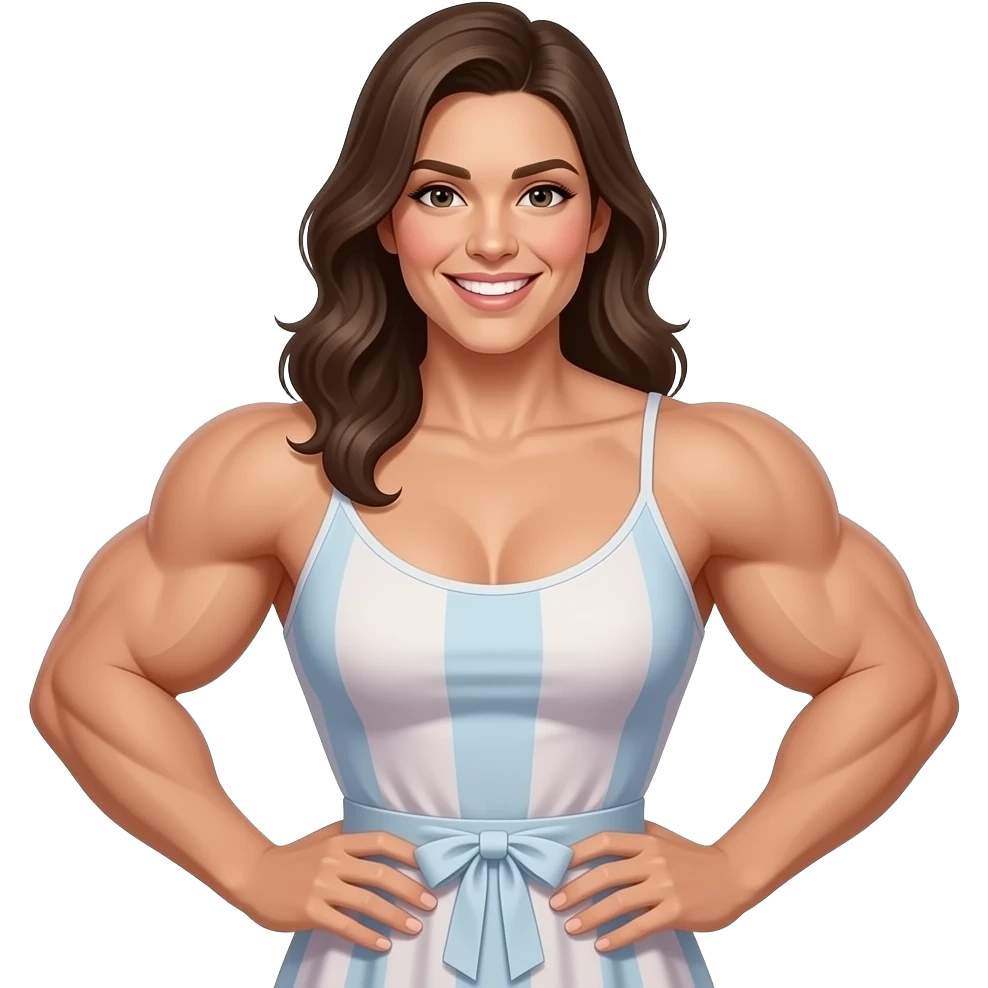 Силачка, мускулы счастье  Сильная женщина Красивая   женщина , с   одежда нежная emoji