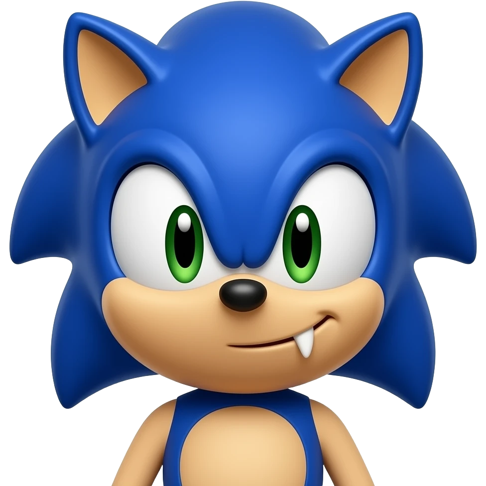 sonic with vampire fangs with kid freindly side emoji