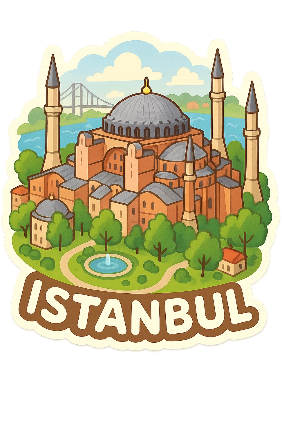 Isometric illustration of Istanbul, featuring photorealistic Hagia Sophia emoji