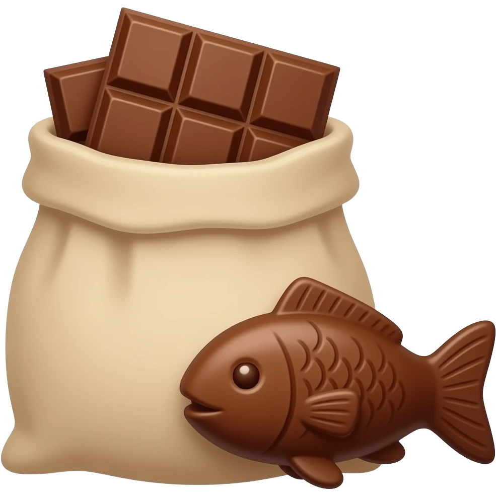 bag of chocolate bars - chocolate fish emoji