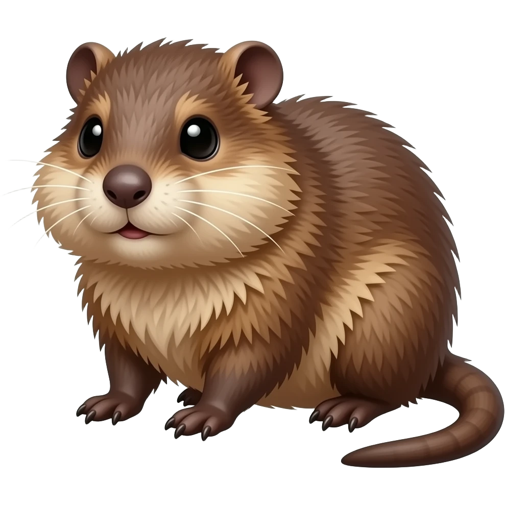 Cute wet fluffy realistic MUSKRAT emoji