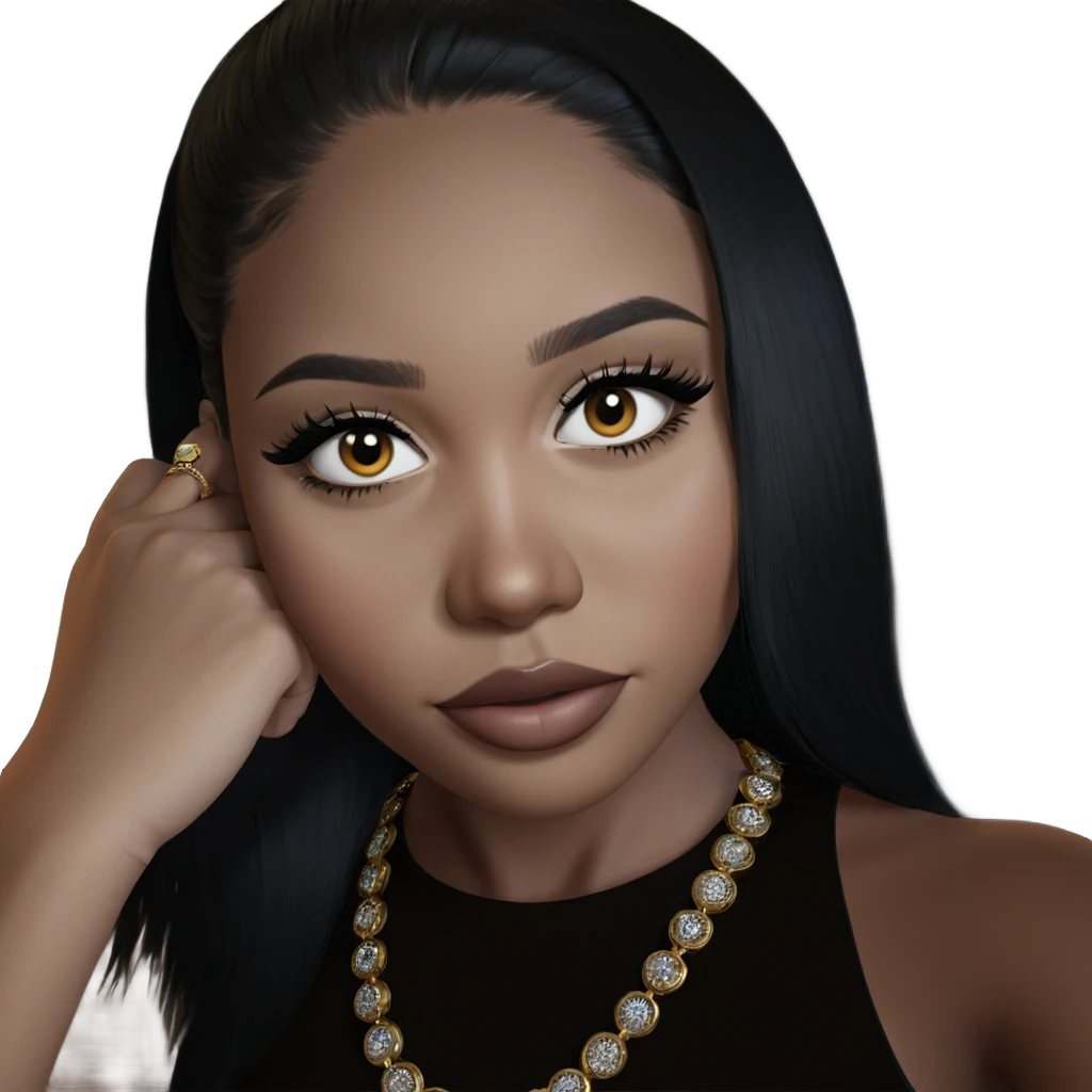 black haired girl with jewelry emoji