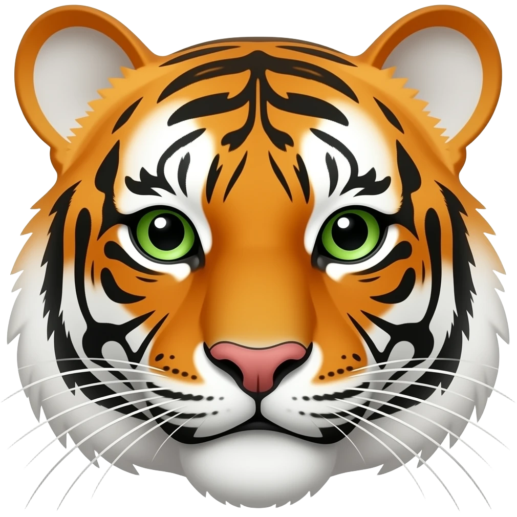 Cara tigre naranja, ojos verdes emoji