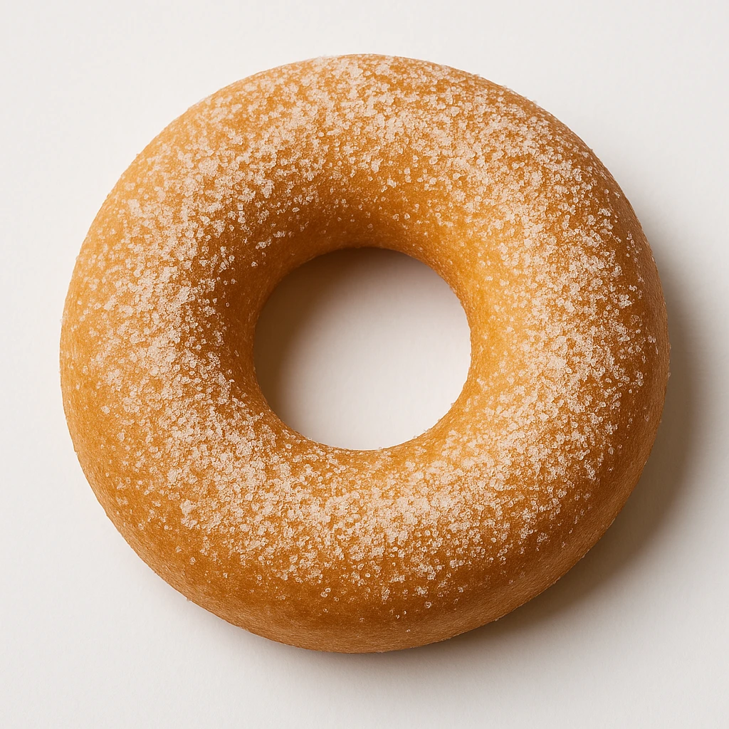 ciambella, classic Italian donut, golden brown, sugar dusted, appetizing, on a white background emoji