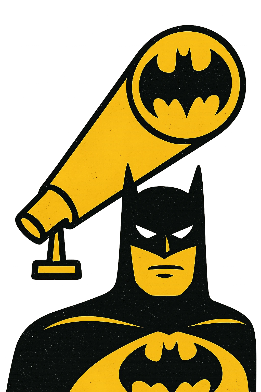 bat signal, minimalist, flat design, yellow and black emoji