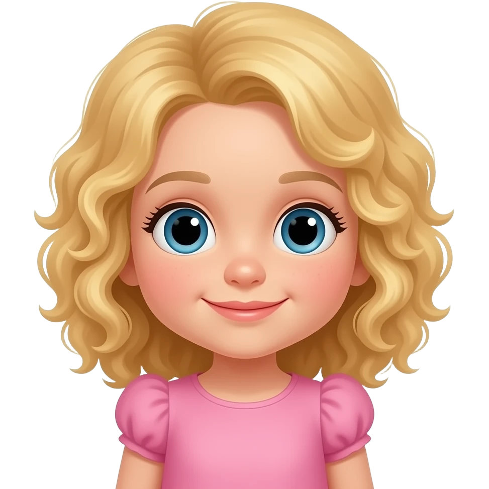a kid with curly golden hairs wear a pink dress emoji