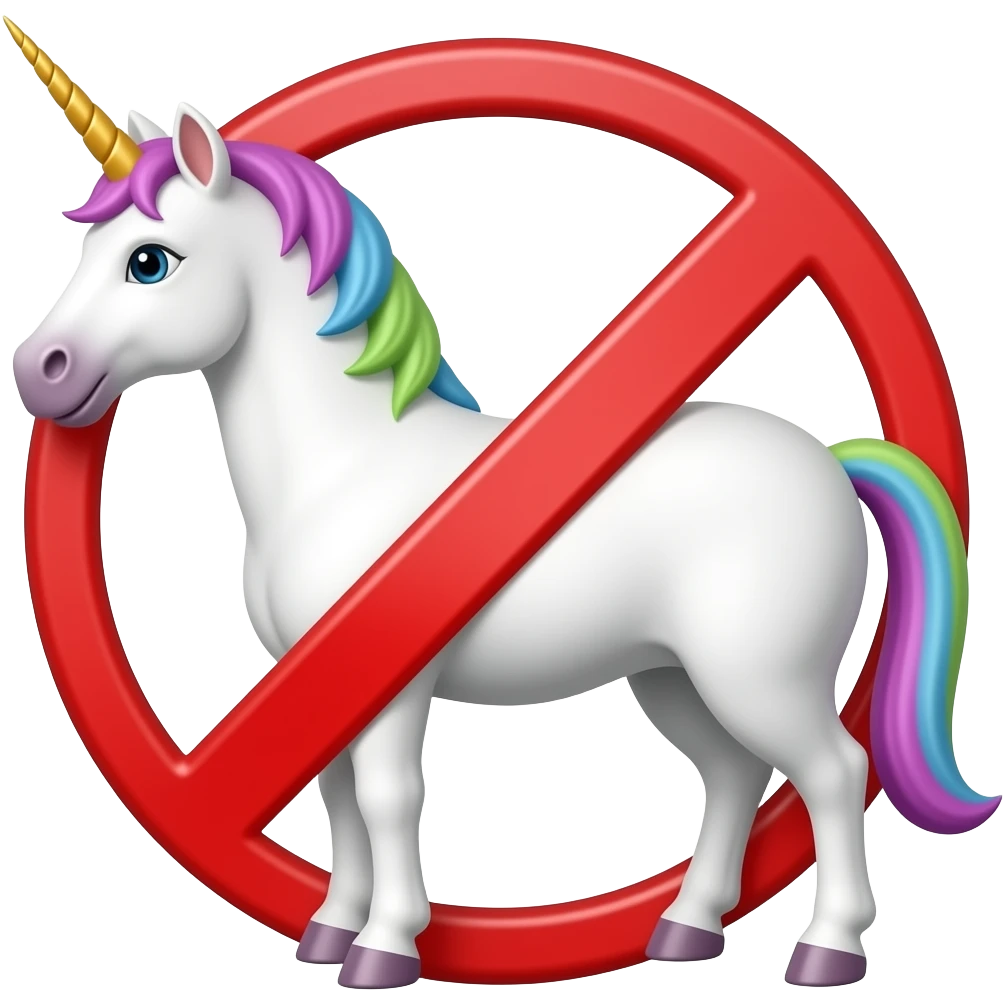 an unicorn that has a one red sign all over it like not allowed emoji