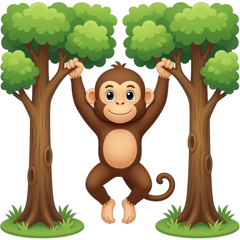 Monkey swinging from tree to tree emoji