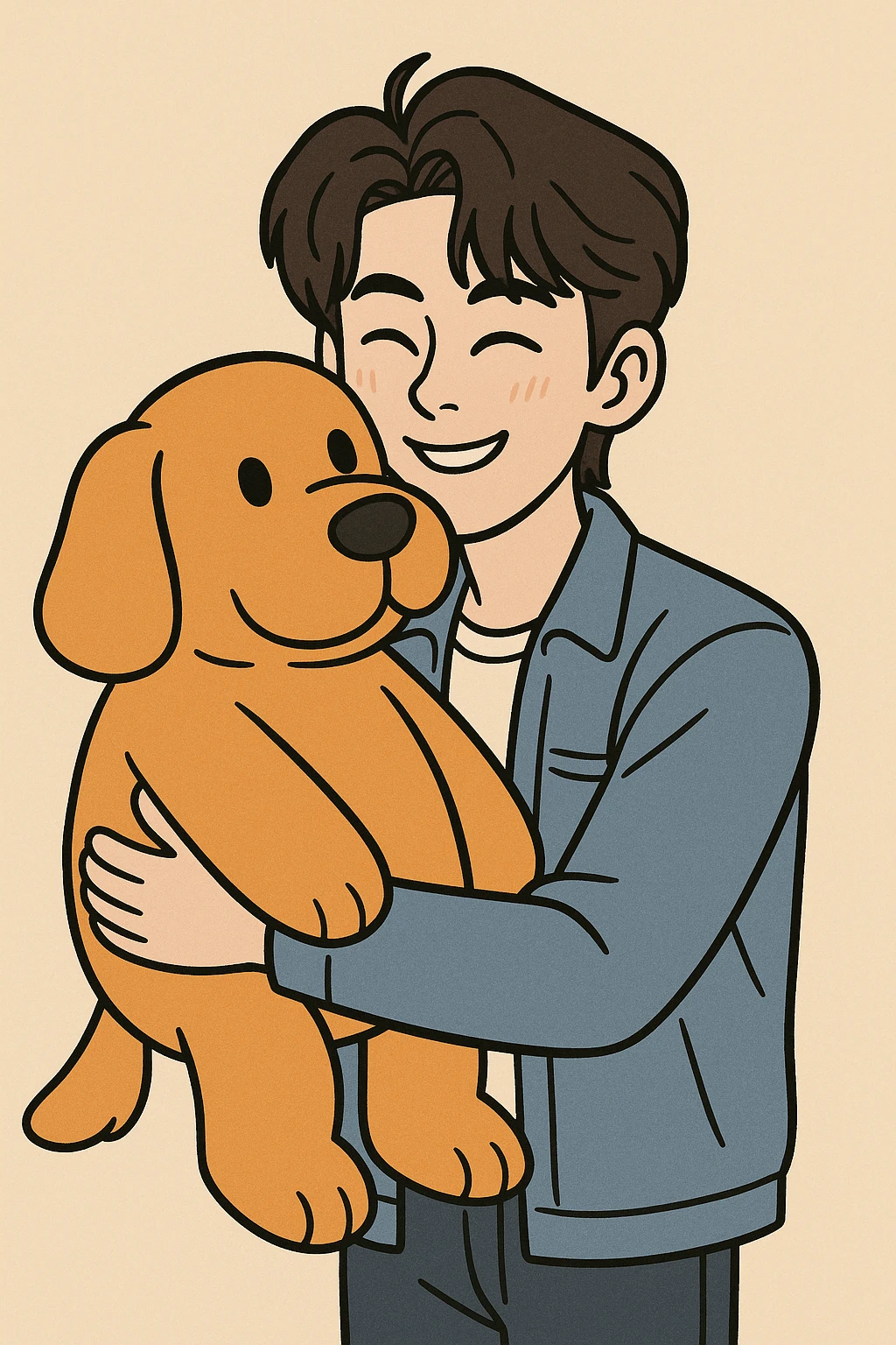  Zhang Zhenyuan holding orange giant dog plush  emoji