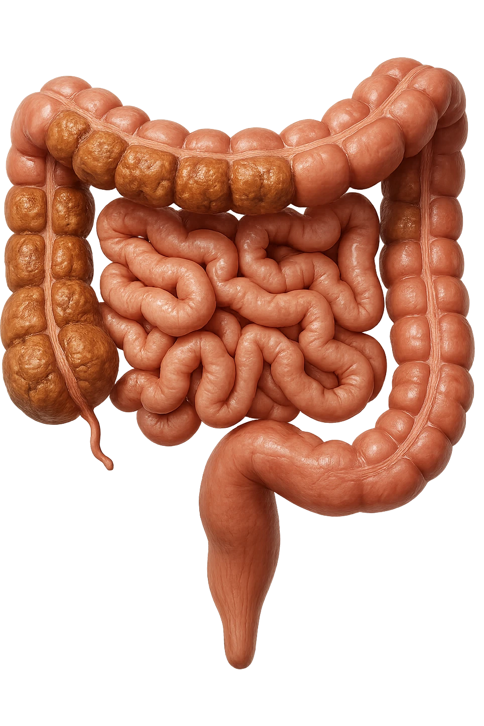 intestino umano anatomico realistico con feci spezzettate iperrealistiche nel colon emoji