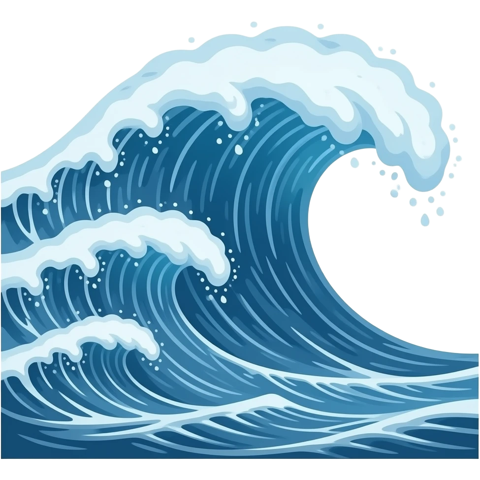 Crea un emoji de tsunami de 500 metros *cámara abajo viendo el Tsunami emoji