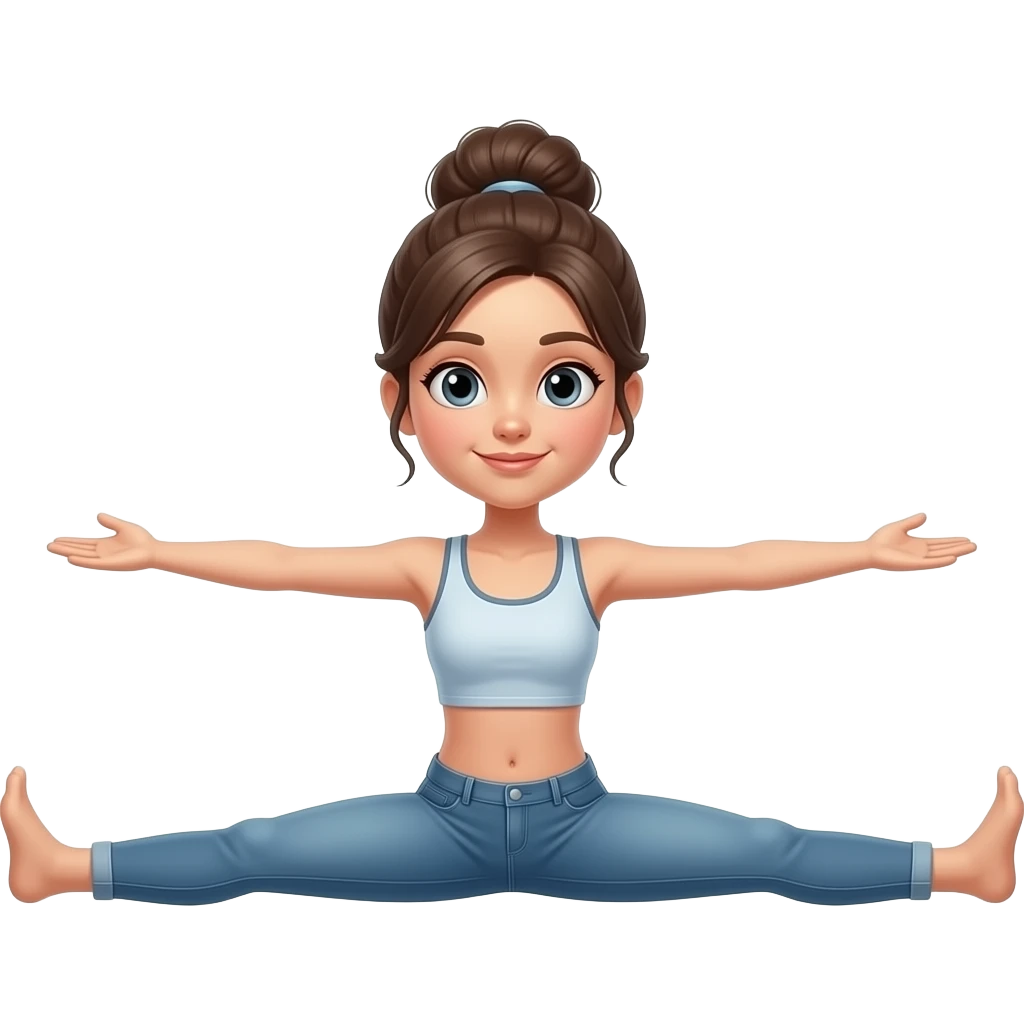 A fit girl doing an split wide open yoga gym flexibility emoji