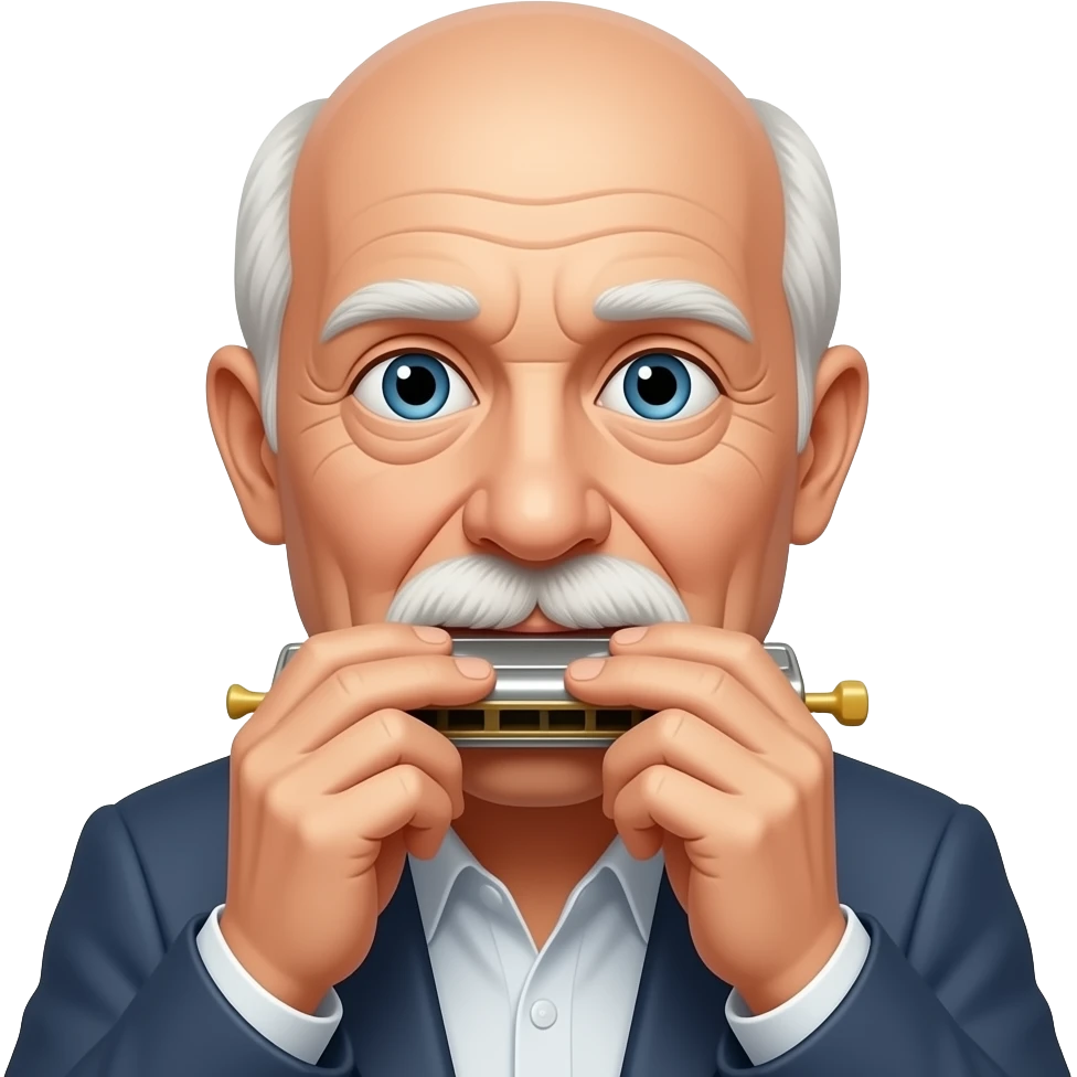 harmonica old man withouthair emoji