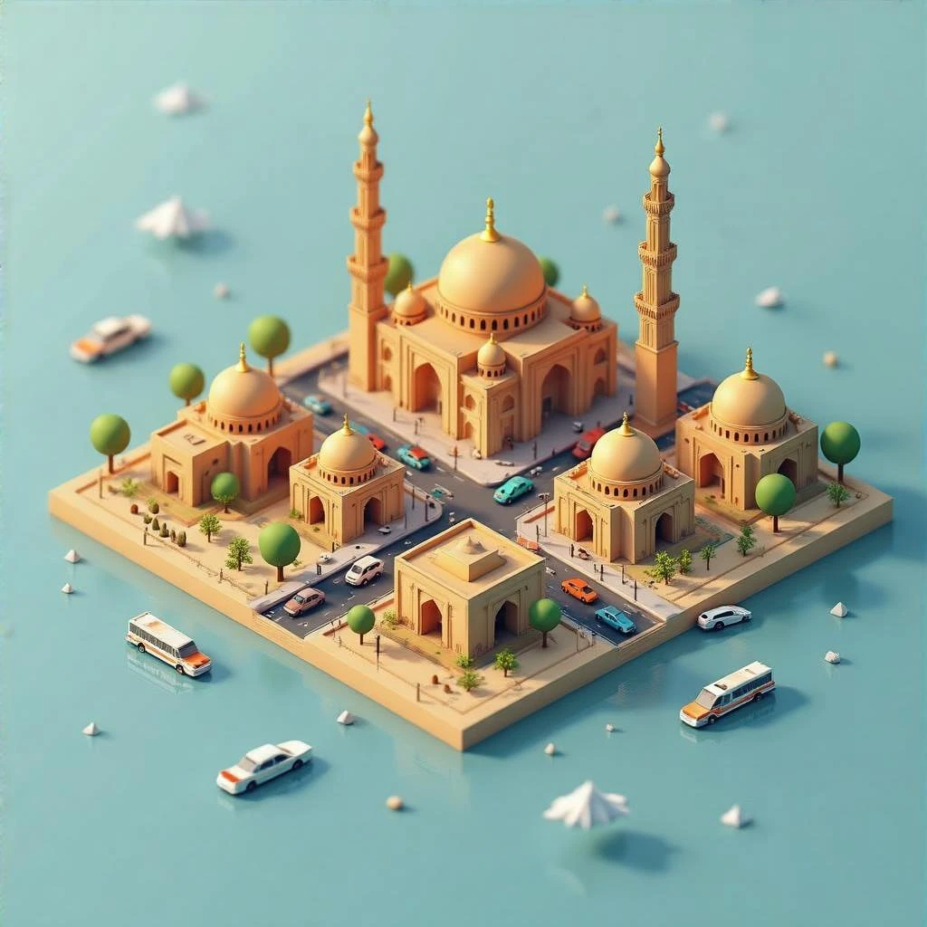 Isometric minimalistic illustration of Cairo, subtle 3D miniature effect and Tilt Shift effect, no cartoonish look, transparent background. emoji