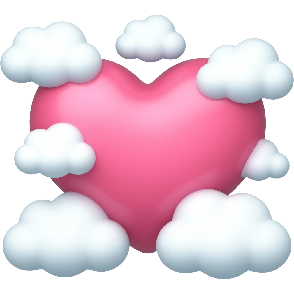 Cœur rose avec des nuages autour emoji