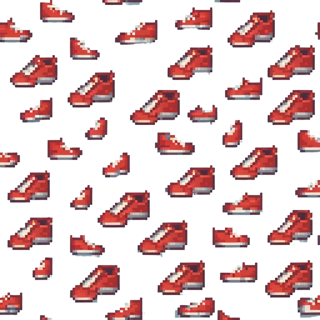 Change the sneakers to red color, keep pixel art style and transparent background. emoji