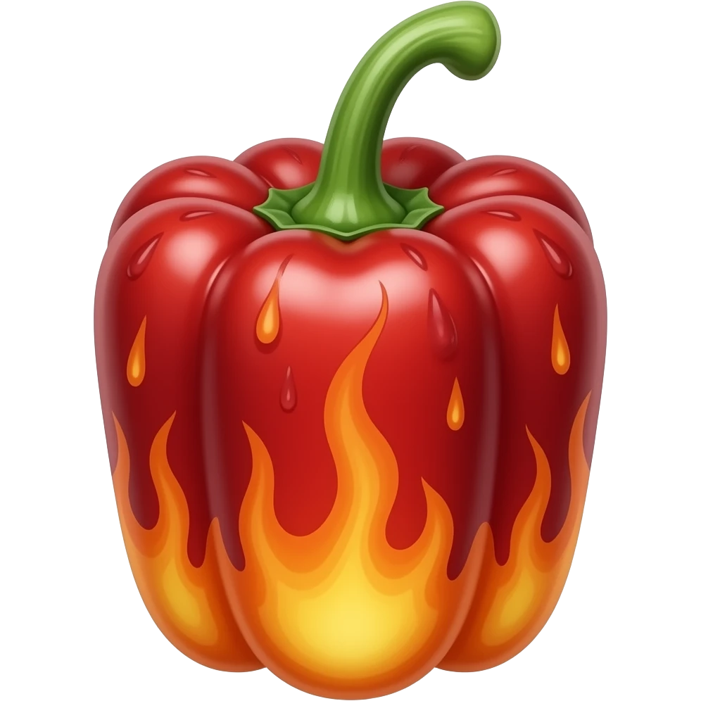 Fire distorted pepper emoji