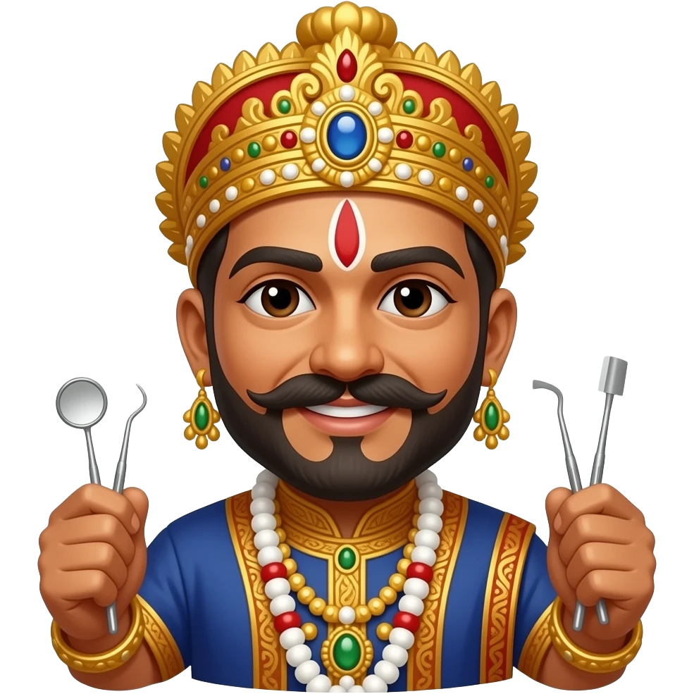 Maharaha face holding dentist instruments emoji