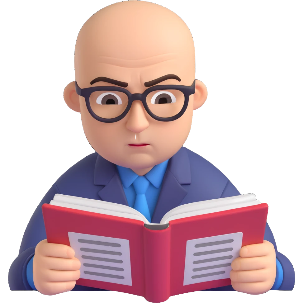 Angry bald man reading emoji