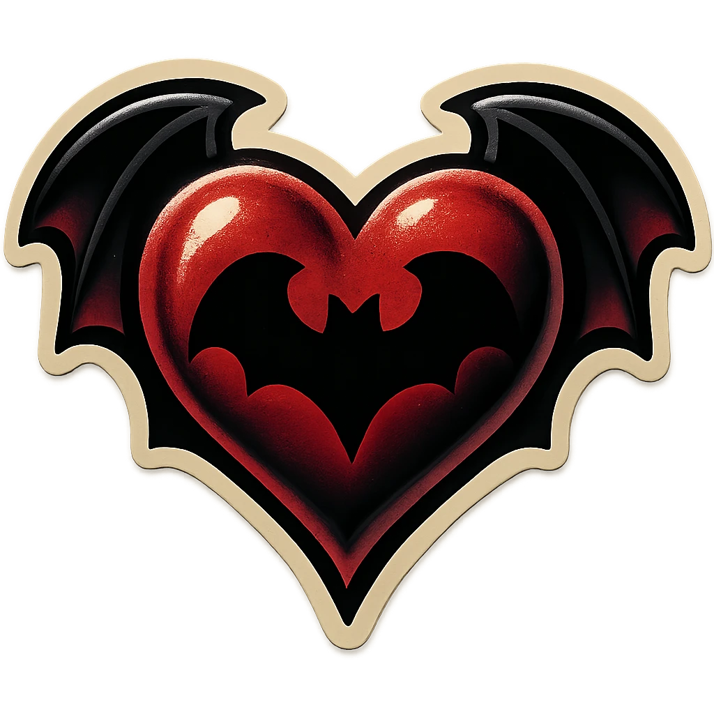 gothic heart with a bat motif emoji