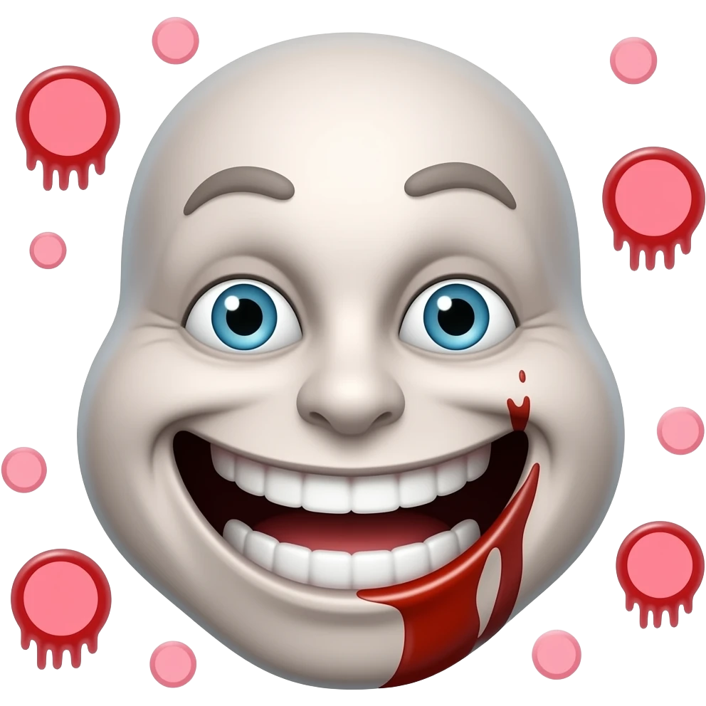 Crazy emoji smiley face with blood splatter emoji